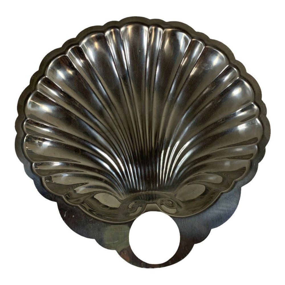 Vollrath Japan 18-8 46742 Seashell Shell Shape Silver Plated Serving Bowl 11”